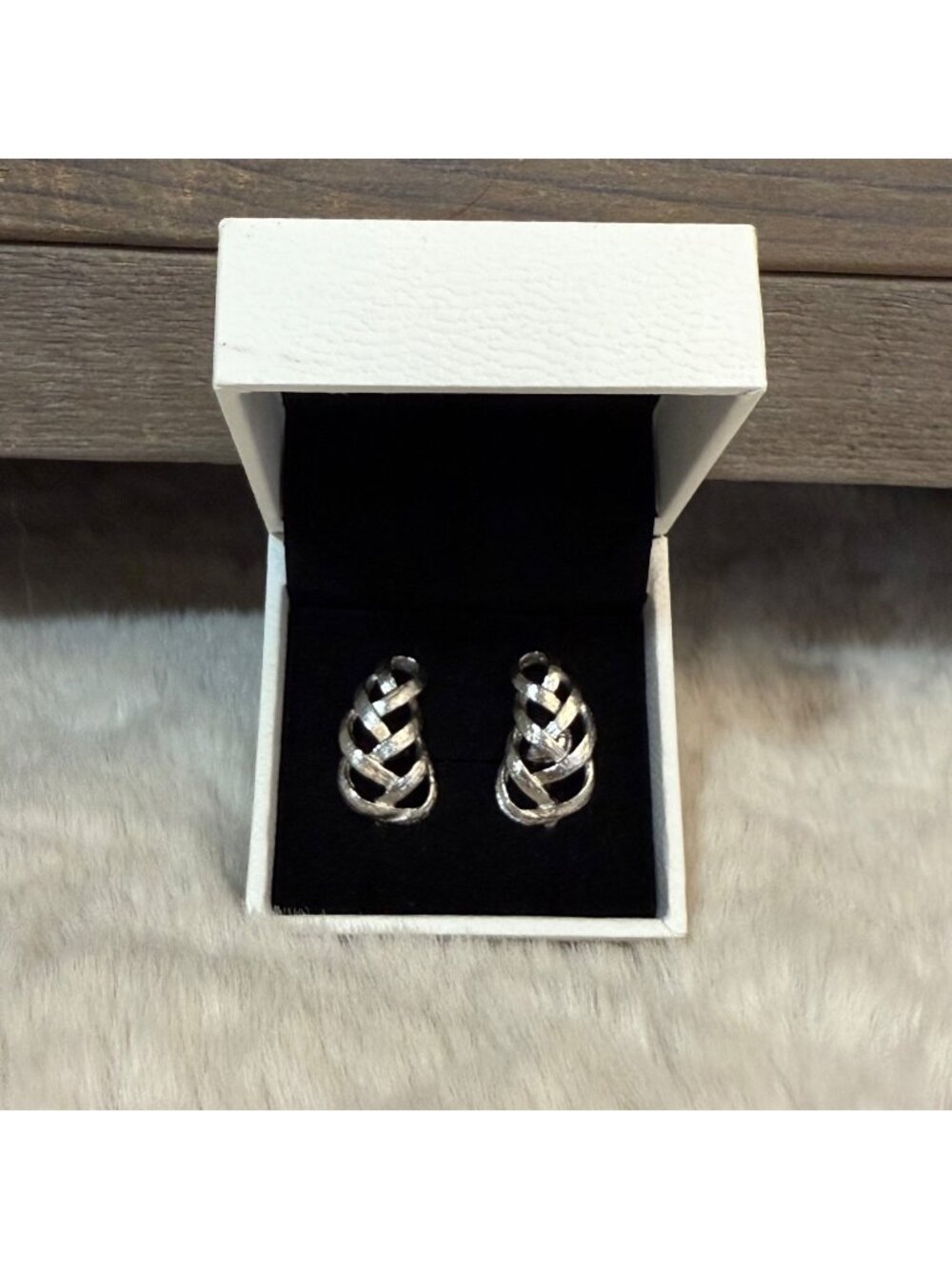 Vintage Avon Silver Toned Braided Clip On Earrings